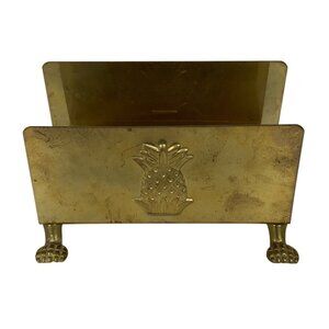 Vintage Brass Pineapple Guest Towel or Napkin Holder With Lion Paw Feet